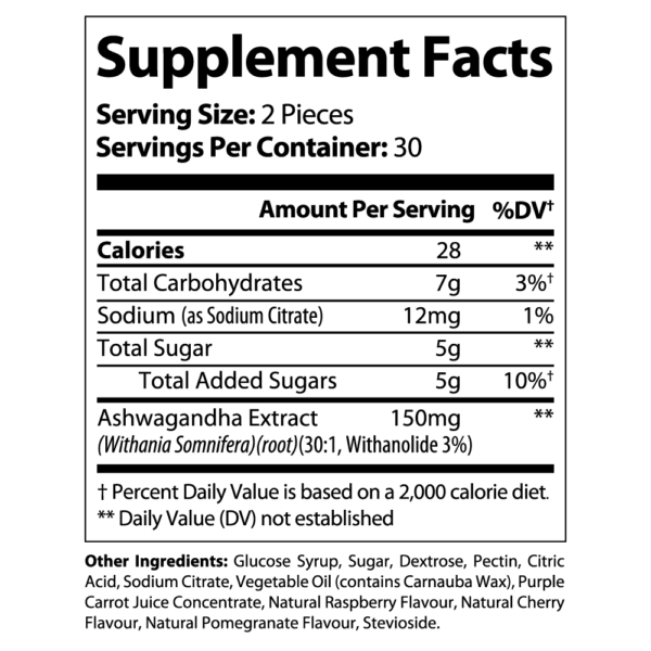 ashwagandha gummies - supplement facts